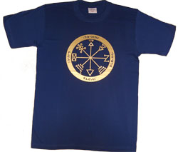 Футболка синяя с золотым пентаклем Юпитера. Остался только размер XL(50).