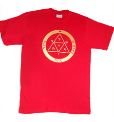 Футболка красная с золотым пентаклем Марса (размер XL(50))